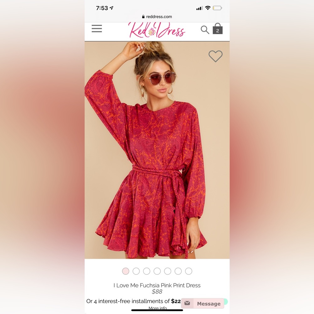 Red Dress mini swing dress with rope belt